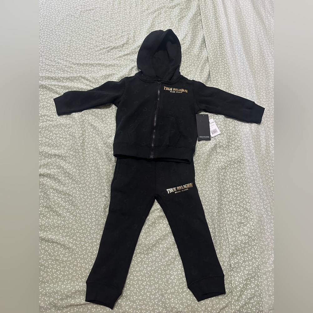 True Religion Black Hoodie with Gold Accents